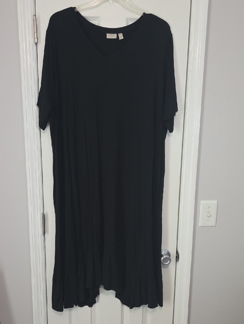 LOGO by Lori Goldstein Black Dress with V Neck